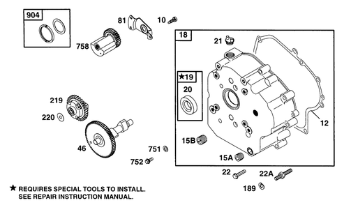 Crankcase Cover, Cam Diagram and Parts List for 254422-0123-XX  Briggs and Stratton Engine